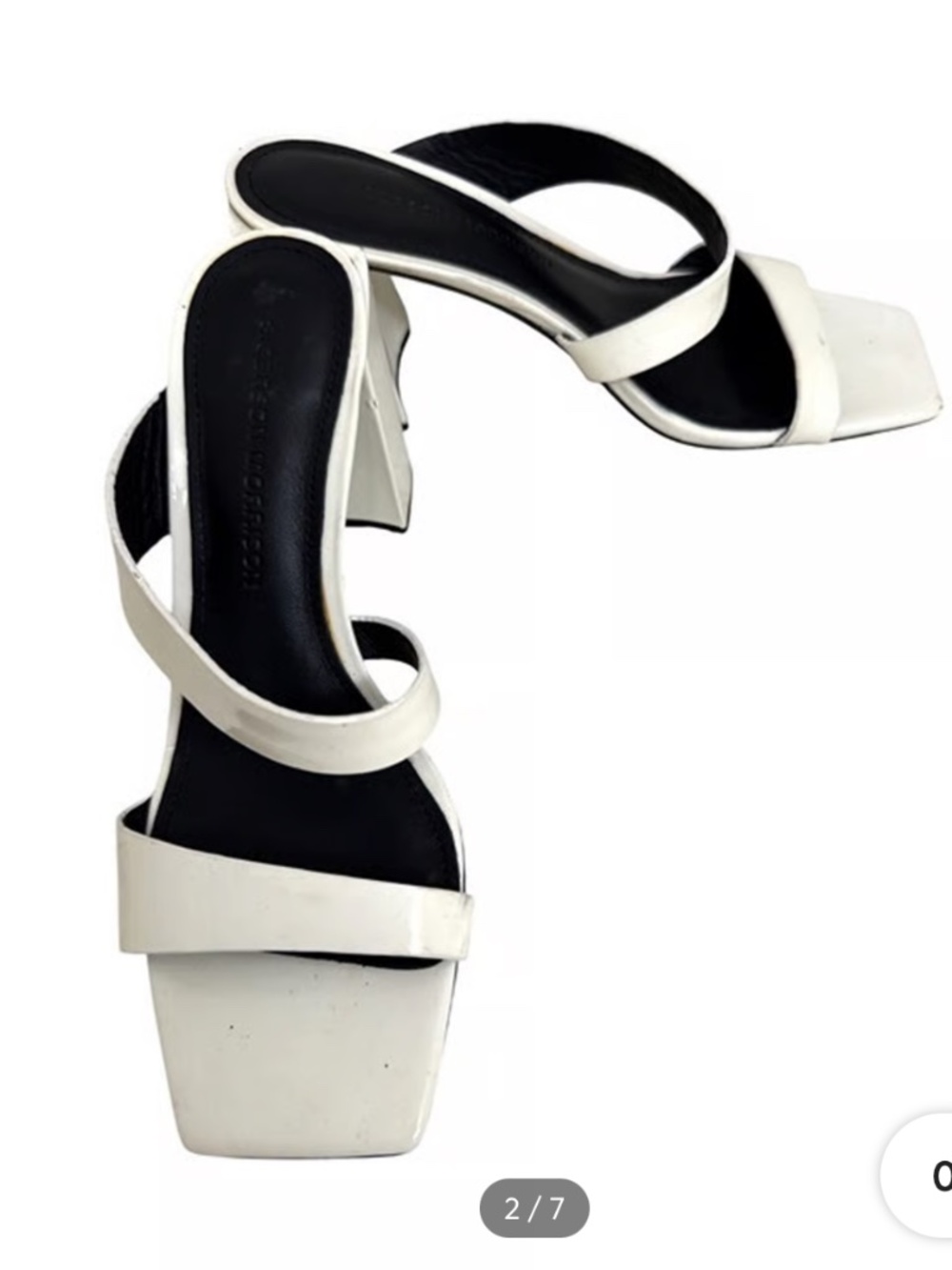 Segerson Morrison White Patent Leather Open-Toe Block Heel Sandals